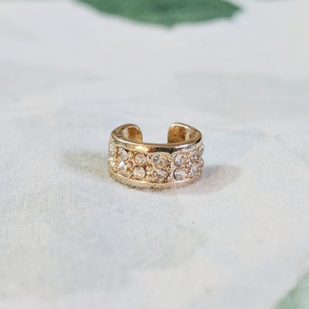 Adjustable Gold Ear Cuff With Rhinestones